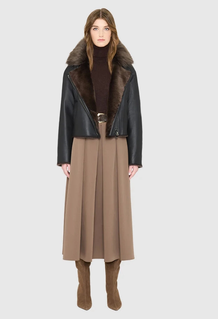 Vrill Carbon Shearling Moto Jacket