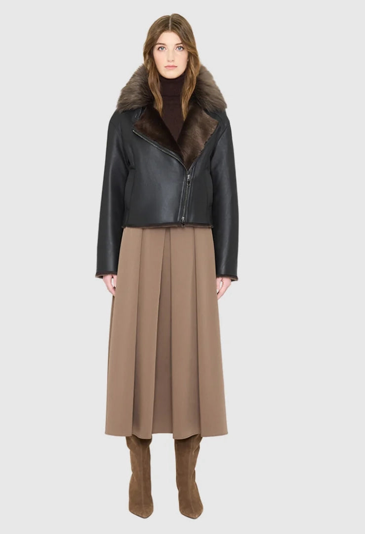 Vrill Carbon Shearling Moto Jacket