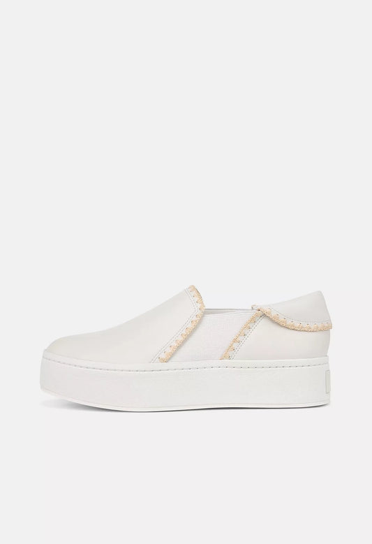 Warren Raffia-Trim Leather Sneaker