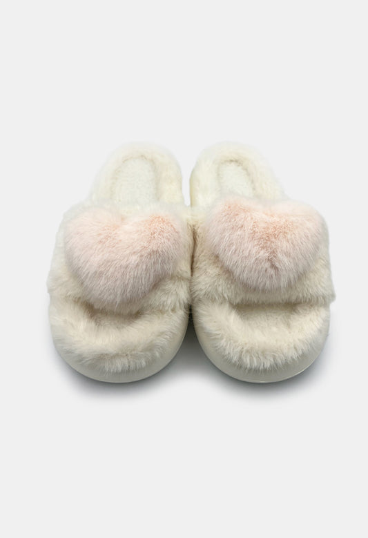 White Heart Slippers