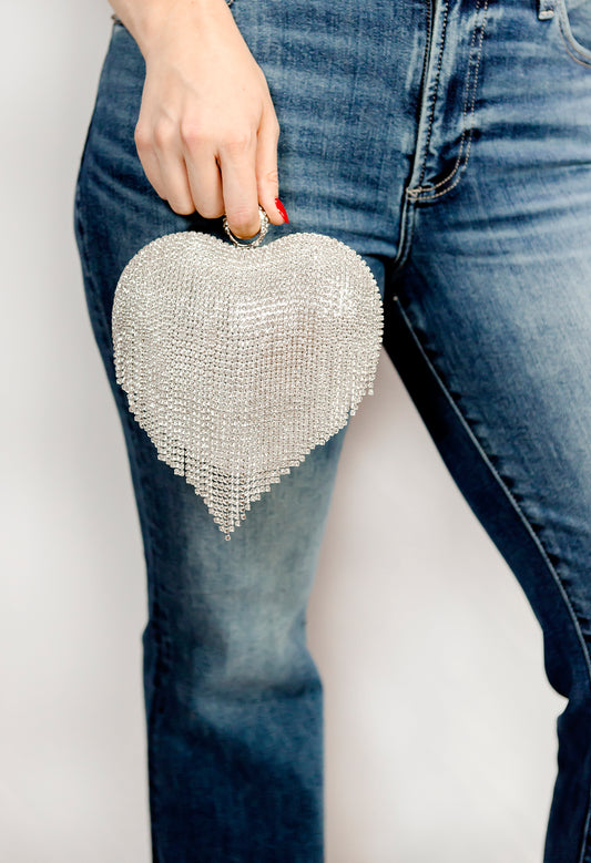 Silver Heart Clutch