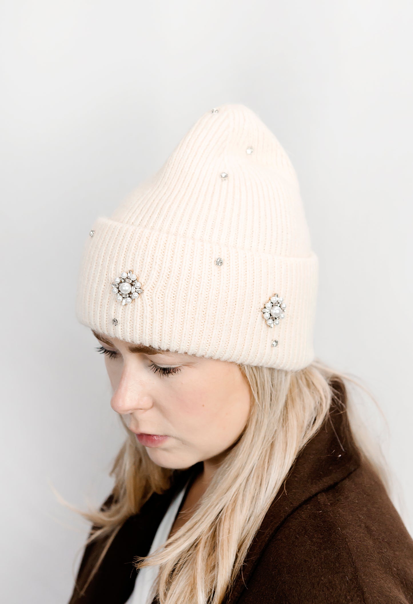 Emebllished Toque - Cream