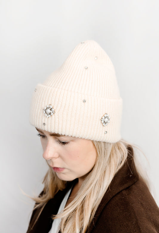 Emebllished Toque - Cream