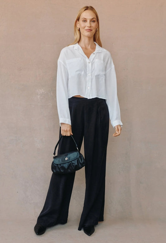 Wide Hem Cropped Button Down