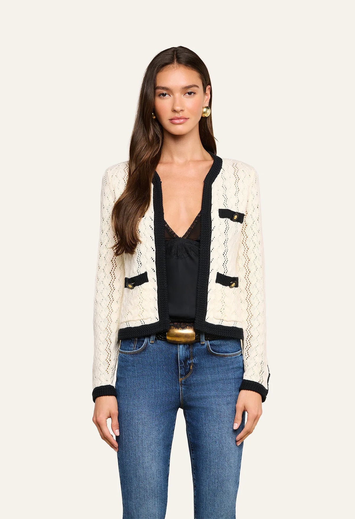 Zephyra Pointelle Knit Cardigan