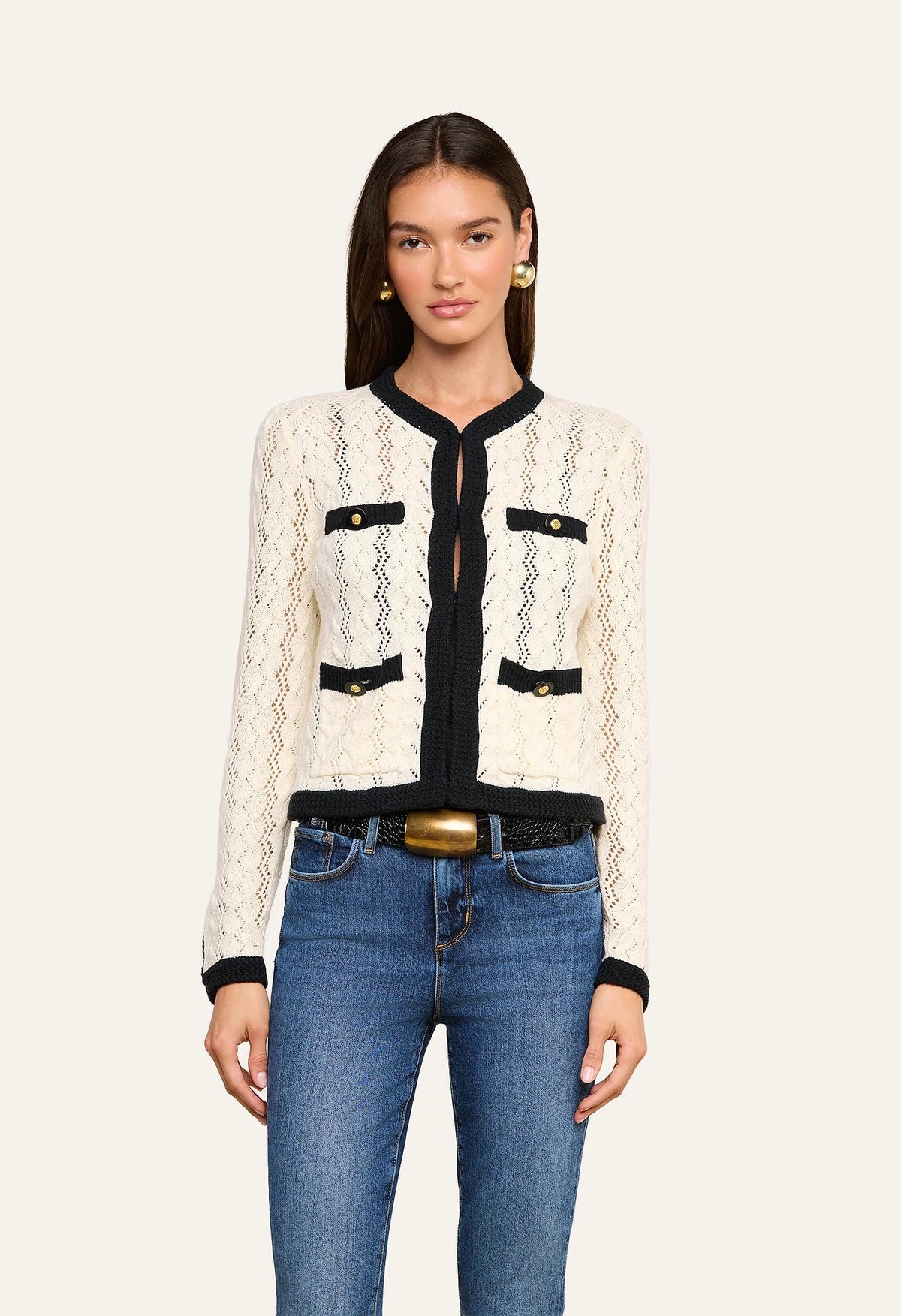 Zephyra Pointelle Knit Cardigan