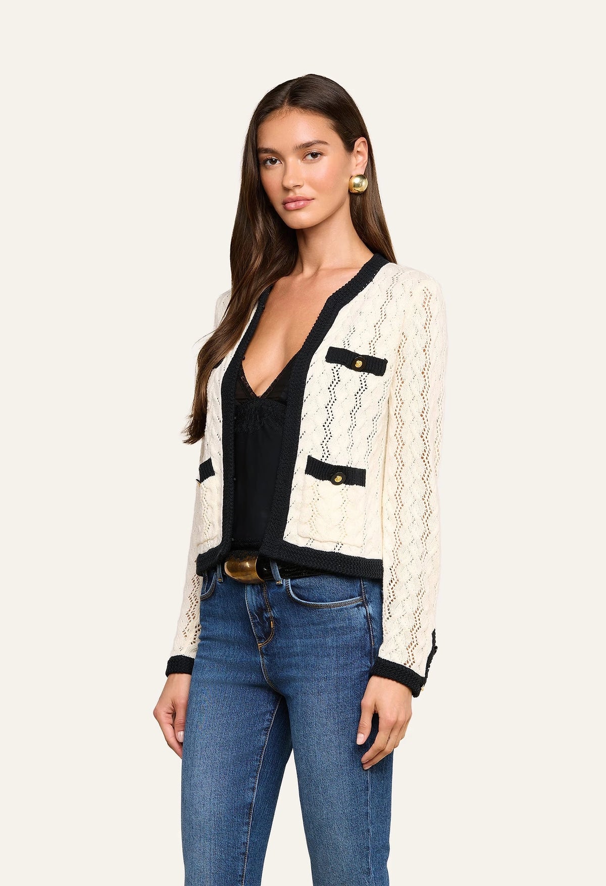 Zephyra Pointelle Knit Cardigan