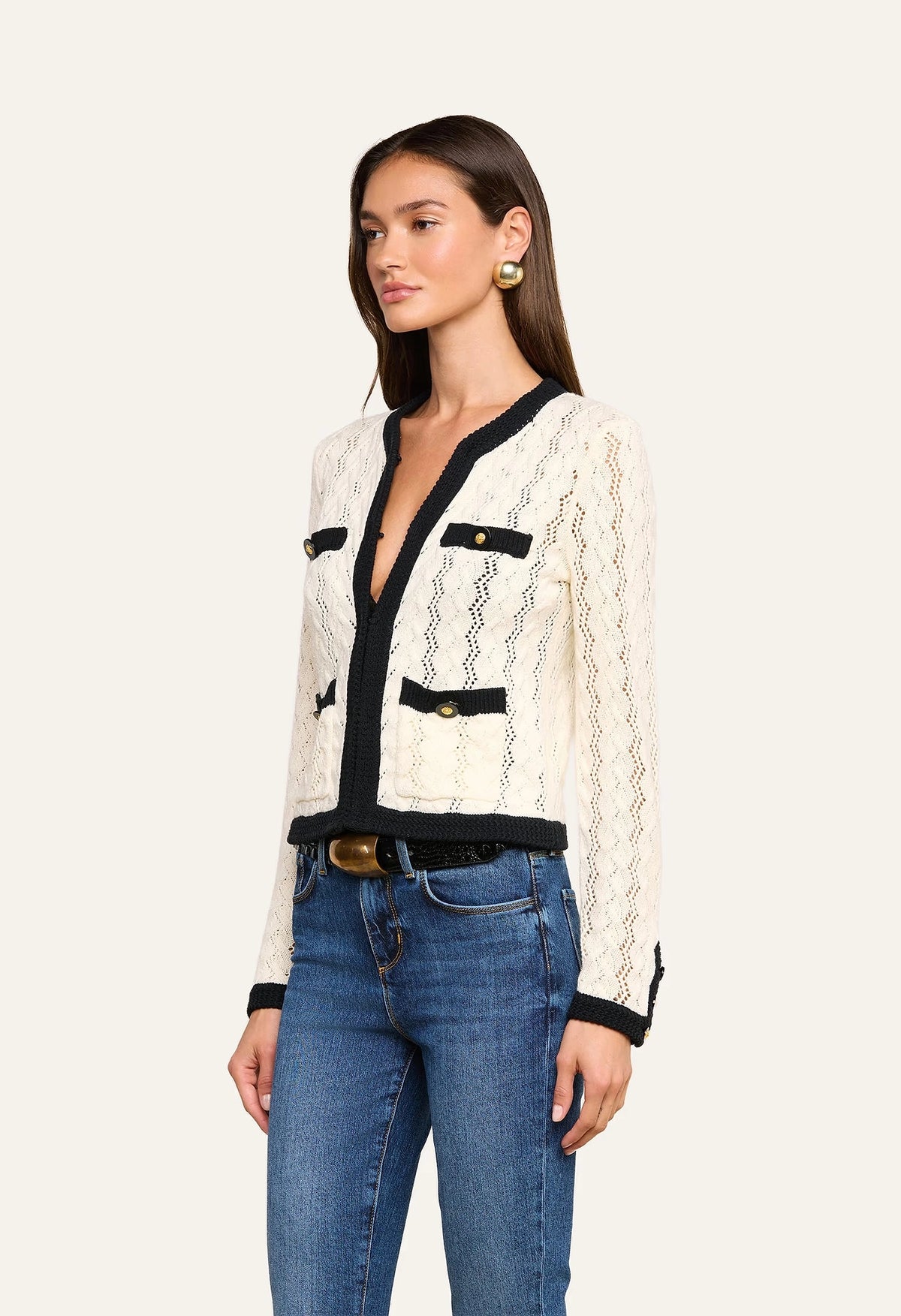 Zephyra Pointelle Knit Cardigan