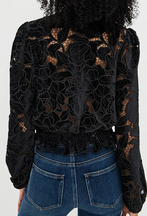 Loralie Velvet Lace Wrap Blouse