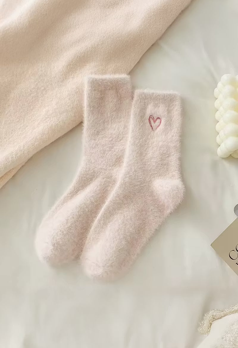 Fuzzy Light Pink Heart Socks