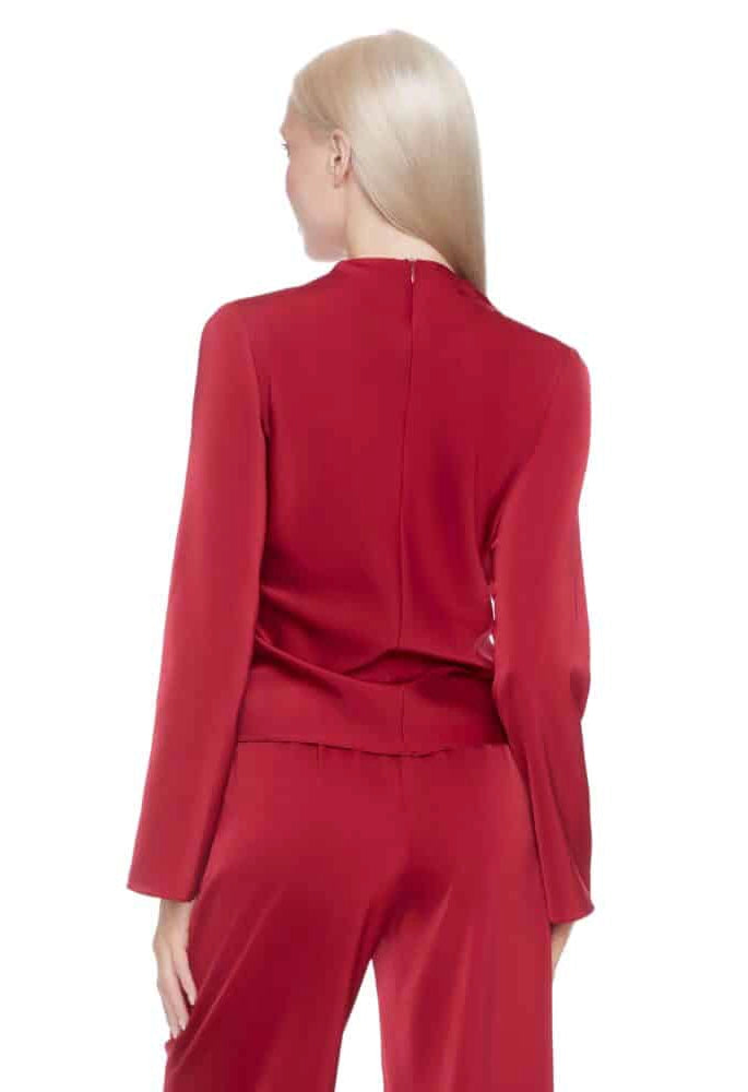 Lindsay Solid Satin Bell-Sleeve Top