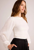 Ruched Waist Flowy Sleeve Top