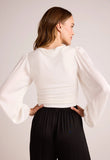 Ruched Waist Flowy Sleeve Top