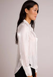 Wide Collar Shirt Tail Button