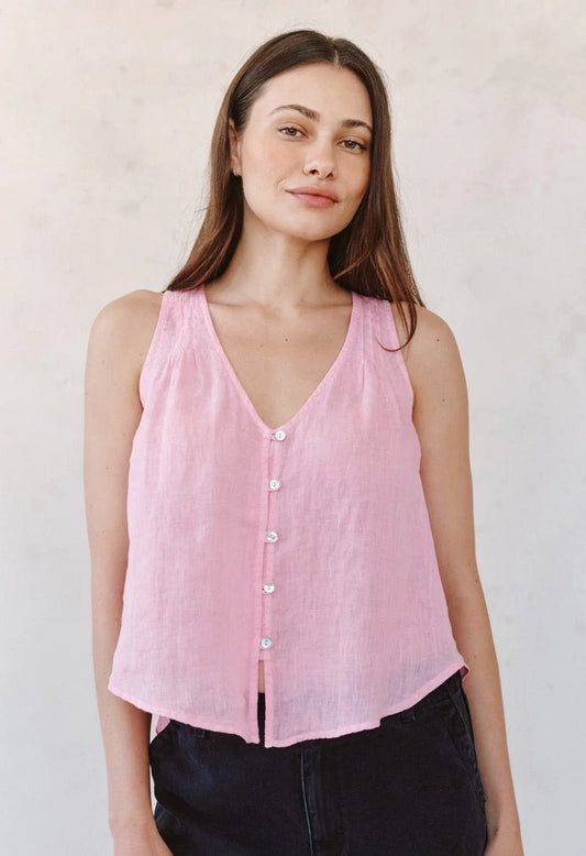 Sleeveless Pintuck V Neck Top