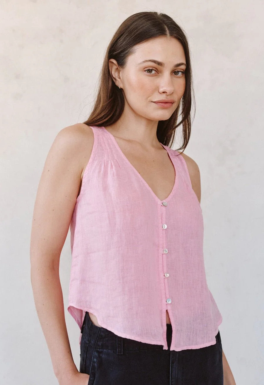 Sleeveless Pintuck V Neck Top