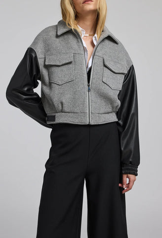 Caspian Wool Vegan Leather Combo Bomber