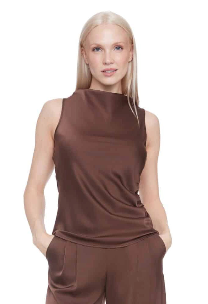Veronica Belize Satin Sleeveless Top