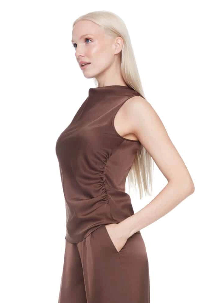 Veronica Belize Satin Sleeveless Top