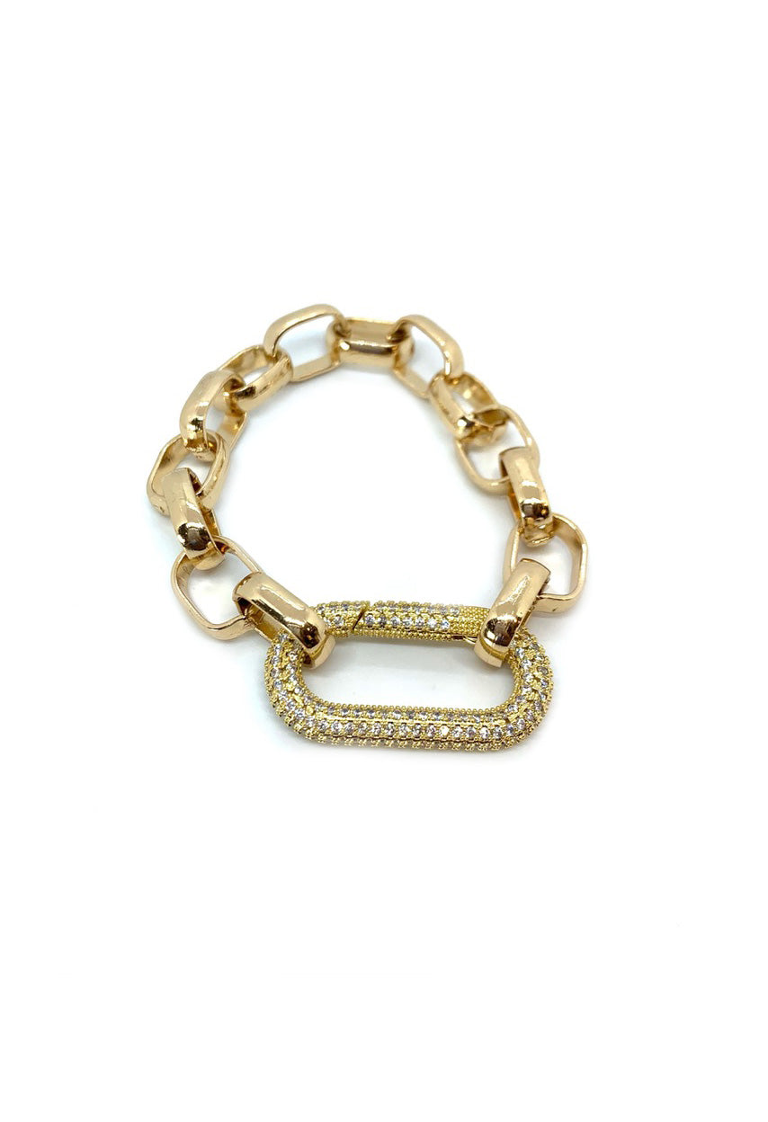 Jocelyn Kennedy - Chunky Gold and Crystal Carabiner Bracelet