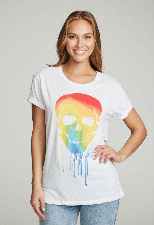 Drippy Skull Cotton Jersey Crew Neck Tee