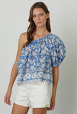Diana Printed Voile One Shoulder Top