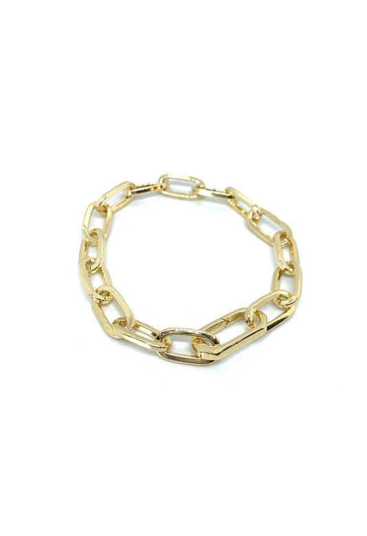 Jocelyn Kennedy - Shiny Gold Flat Link Carabiner Bracelet