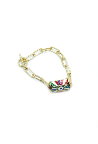 A & E Inspired - Gold Link Bracelet with Hexagon E