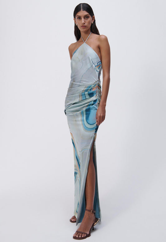 Hansel Marble Printed Satin Gown