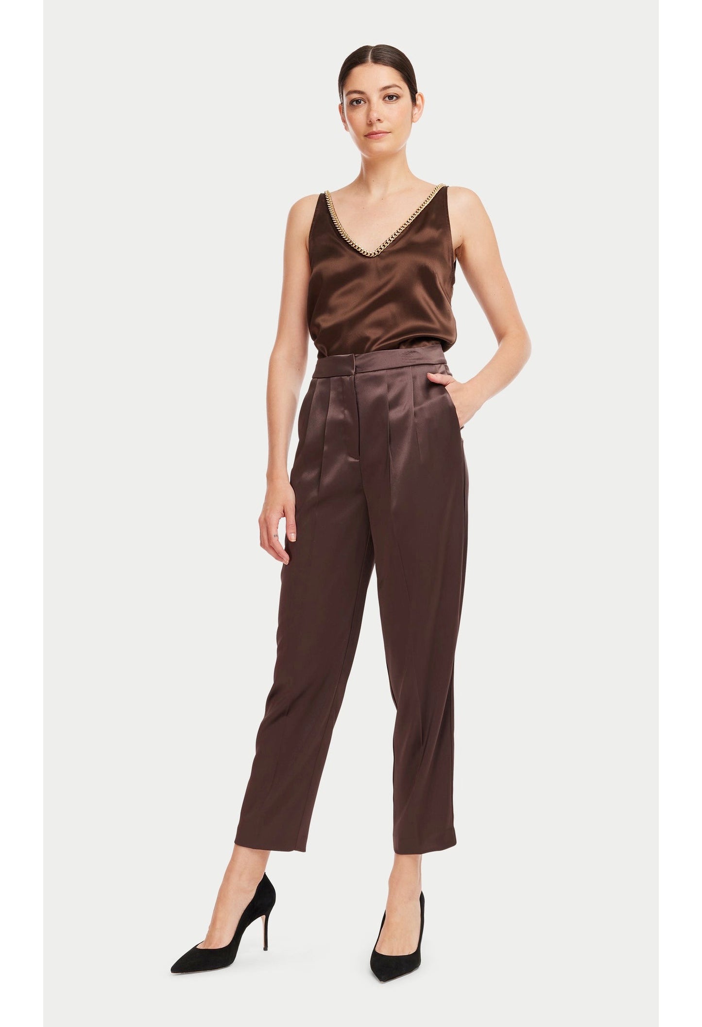 Portia Pleated Satin Pant