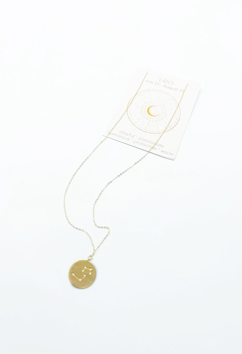 Zodiac Leo Cz Coin Necklace