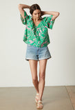 Liliana Printed Cotton Voile Short Sleeve Top