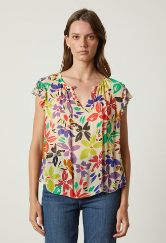 Lucia Viscose Georgette Short Sleeve Top