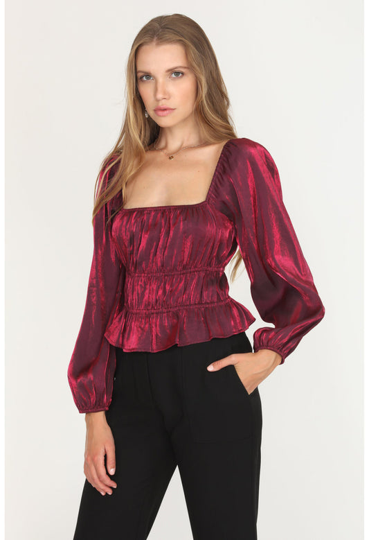 Remy Gathered Peplum Blouse