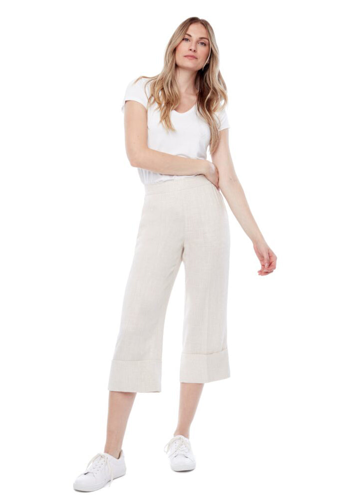 Mia Linen Cuffed Cropped Pant