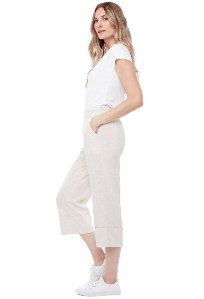 Mia Linen Cuffed Cropped Pant